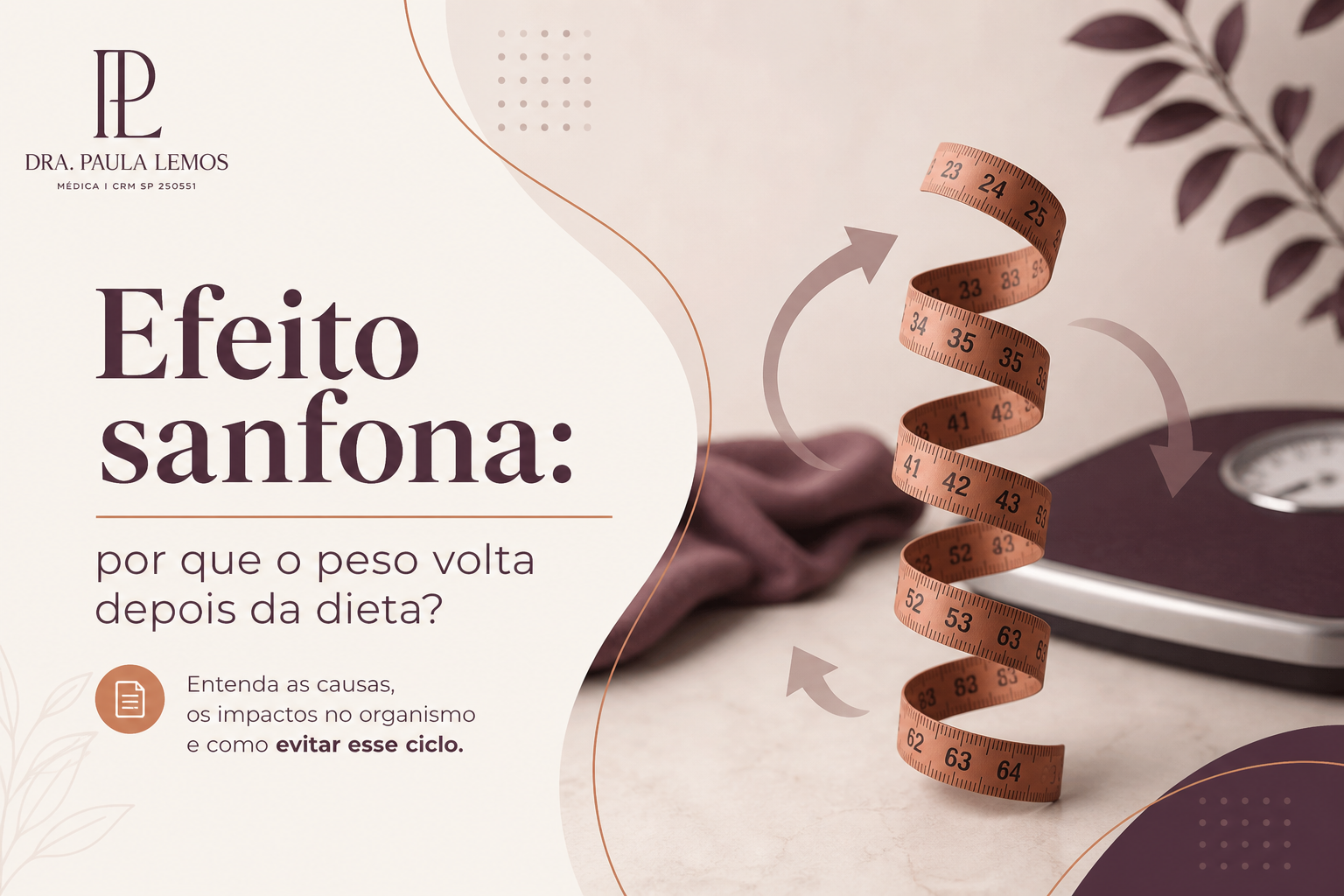 Ilustração do ciclo de perda e recuperação de peso, mostrando as transformações no corpo em cada etapa